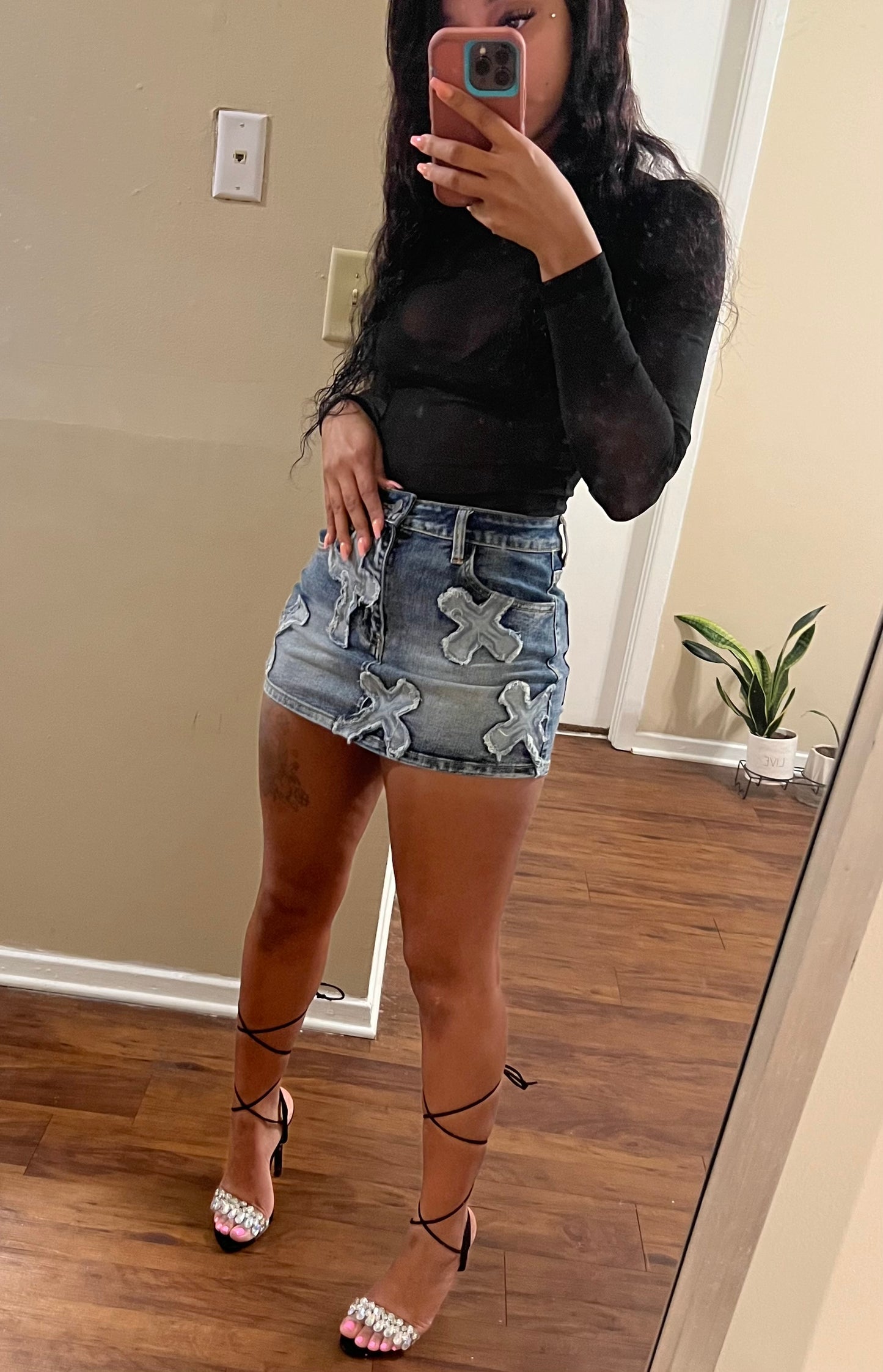 Cross Your Mind Denim Skirt