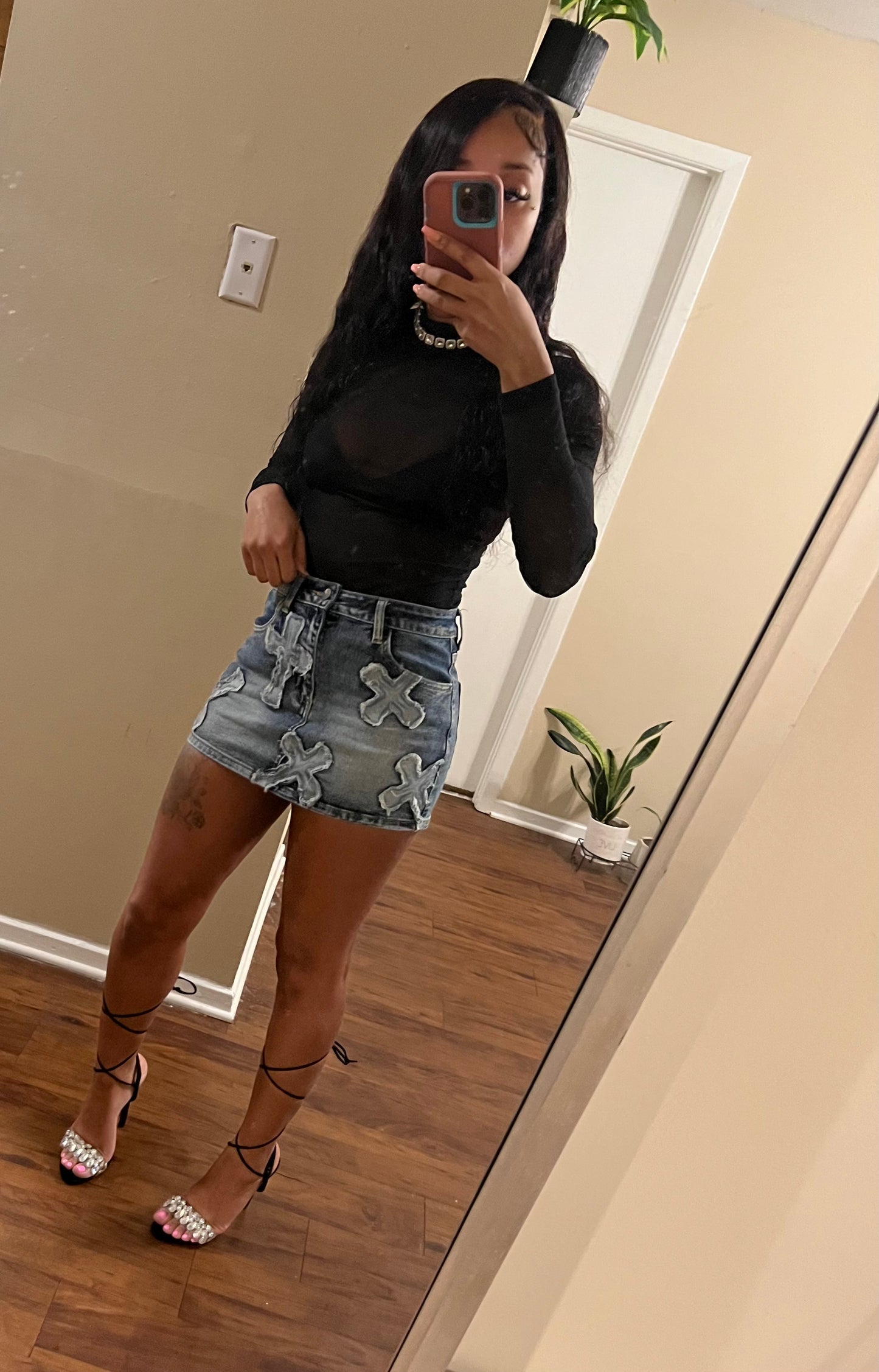 Cross Your Mind Denim Skirt